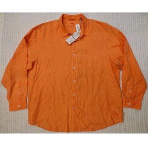 Tommy Bahama Sea Glass Breezer Linen Long Sleeve Button Up Shirt Orange XXL NWT